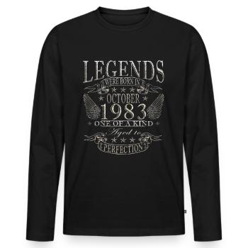 Octobre 1983 Anniversaire Octobre 1983 Octobre - T-shirt manches longues Premium bio Homme - noir - Devant - Nico (187cm)