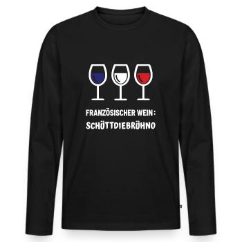 Französischer Wein: SchüttDieBrühNo Geschenkidee - Männer Premium Bio Langarmshirt - Schwarz - Vorne - Nico (187cm)