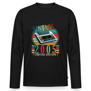 18. Geburtstag Jahrgang 2005 Vintage 2005 - Männer Premium Bio Langarmshirt - Schwarz - Vorne - Nico (187cm)