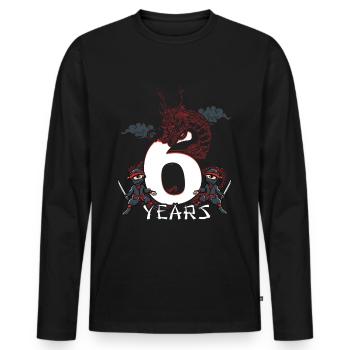 Ninja 6 Sixth Birthday 6 Years - Men's Premium Organic Long Sleeve Shirt - black - Front - Nico (187cm)