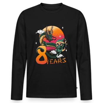 8th Birthday Ninja 8 Years Ninja Costume Gift - Men's Premium Organic Long Sleeve Shirt - black - Front - Nico (187cm)