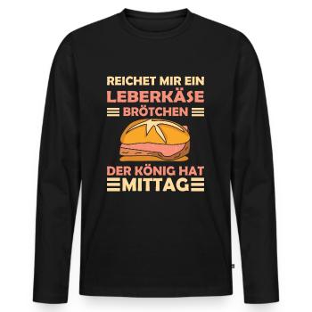 Der König hat Mittag Leberkäse - Männer Premium Bio Langarmshirt - Schwarz - Vorne - Nico (187cm)