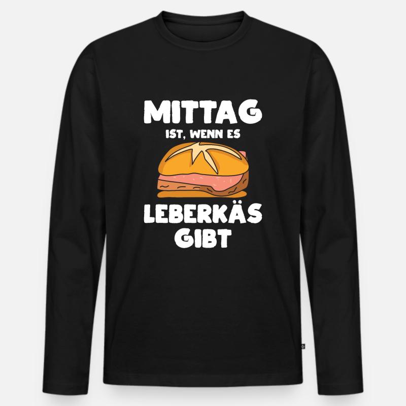 Leberkäs zur Mittagspause - Männer Premium Bio Langarmshirt - Schwarz