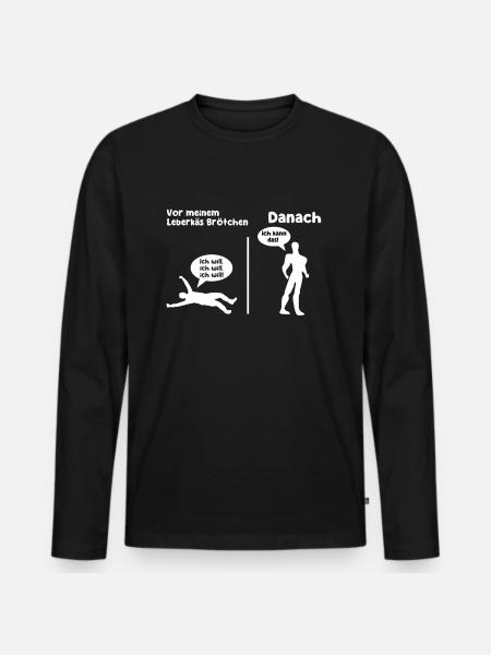 Leberkäs Brötchen - Männer Premium Bio Langarmshirt - Schwarz