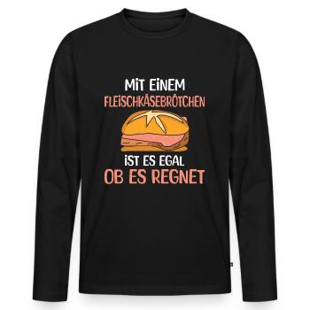 Lustiger Fleischkäsebrötchen Spruch - Männer Premium Bio Langarmshirt - Schwarz - Vorne - Nico (187cm)