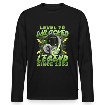 Niveau 70 Gamer Gaming Anniversaire 70 ans - T-shirt manches longues Premium bio Homme - noir - Devant - Nico (187cm)