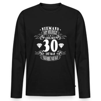 30. Geburtstag - 30 Jahre - Männer Premium Bio Langarmshirt - Schwarz - Vorne - Nico (187cm)