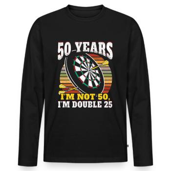 witzige Geschenkidee Männer 50 Jahre Darts - Männer Premium Bio Langarmshirt - Schwarz - Vorne - Nico (187cm)