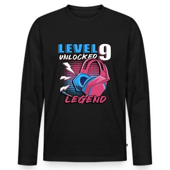 9th Birthday Level 9 Gamer Gift - Men's Premium Organic Long Sleeve Shirt - black - Front - Nico (187cm)