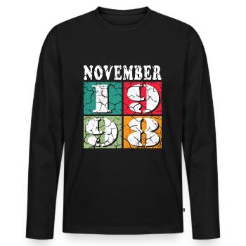 november 1998 Jahrestag november 1998 november - Männer Premium Bio Langarmshirt - Schwarz - Vorne - Nico (187cm)