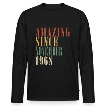 november 1968 Jahrestag november 1968 november - Männer Premium Bio Langarmshirt - Schwarz - Vorne - Nico (187cm)