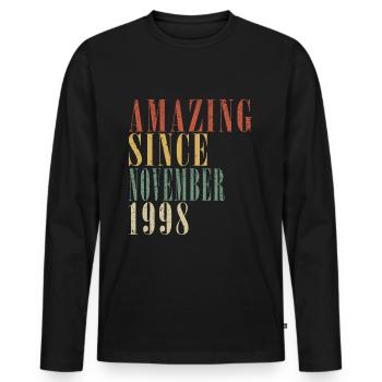 Novembre 1998 Anniversaire Novembre 1998 Novembre - T-shirt manches longues Premium bio Homme - noir - Devant - Nico (187cm)