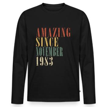 november 1983 anniversary november 1983 november - Men's Premium Organic Long Sleeve Shirt - black - Front - Nico (187cm)