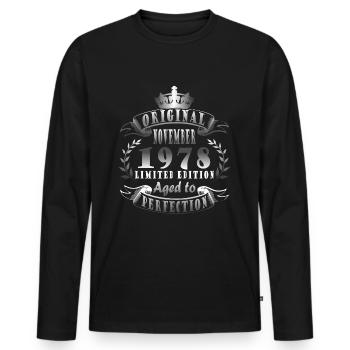 Novembre 1978 Anniversaire Novembre 1978 Novembre - T-shirt manches longues Premium bio Homme - noir - Devant - Nico (187cm)