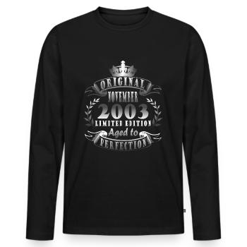 Novembre 2003 Anniversaire Novembre 2003 Novembre - T-shirt manches longues Premium bio Homme - noir - Devant - Nico (187cm)