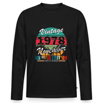 45. Geburtstag Jahrgang november 1978 Original 197 - Männer Premium Bio Langarmshirt - Schwarz - Vorne - Nico (187cm)