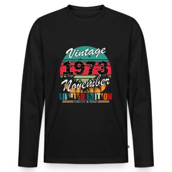 50. Geburtstag Jahrgang november 1973 Original 197 - Männer Premium Bio Langarmshirt - Schwarz - Vorne - Nico (187cm)