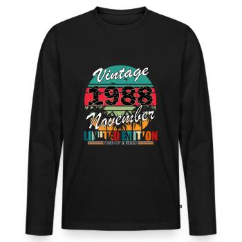 35. Geburtstag Jahrgang november 1988 Original 198 - Männer Premium Bio Langarmshirt - Schwarz - Vorne - Nico (187cm)