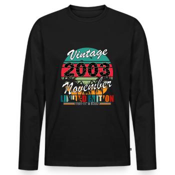20. Geburtstag Jahrgang november 2003 Original 200 - Männer Premium Bio Langarmshirt - Schwarz - Vorne - Nico (187cm)
