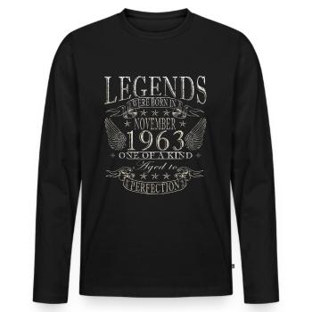 Novembre 1963 Anniversaire Novembre 1963 Novembre - T-shirt manches longues Premium bio Homme - noir - Devant - Nico (187cm)