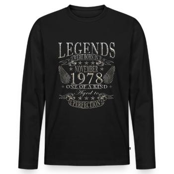 Novembre 1978 Anniversaire Novembre 1978 Novembre - T-shirt manches longues Premium bio Homme - noir - Devant - Nico (187cm)