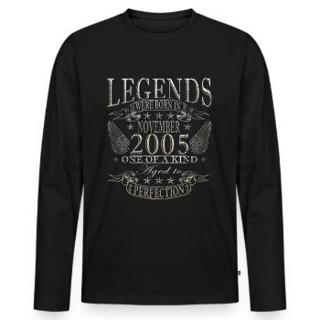 Novembre 2005 Anniversaire Novembre 2005 Novembre - T-shirt manches longues Premium bio Homme - noir - Devant - Nico (187cm)