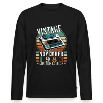40. Geburtstag Jahrgang november 1983 Original 198 - Männer Premium Bio Langarmshirt - Schwarz - Vorne - Nico (187cm)