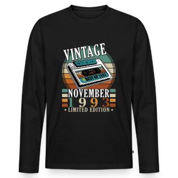 30. Geburtstag Jahrgang november 1993 Original 199 - Männer Premium Bio Langarmshirt - Schwarz - Vorne - Nico (187cm)