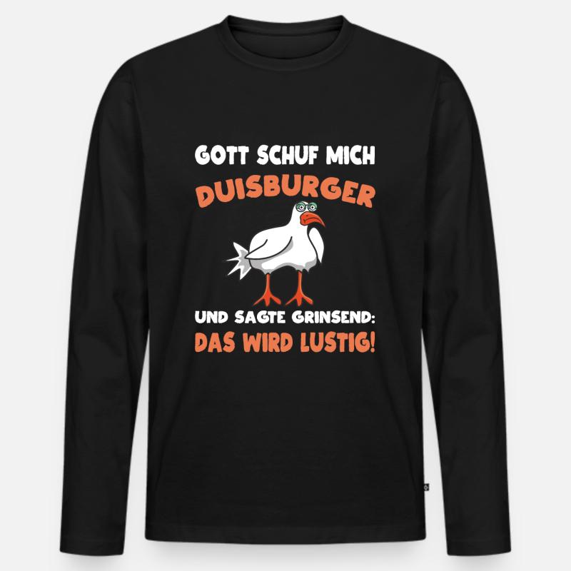Gott mich schuf als Duisburger - Männer Premium Bio Langarmshirt - Schwarz