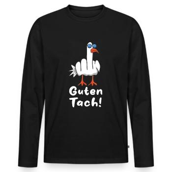 Möwe Guten Tach - Männer Premium Bio Langarmshirt - Schwarz - Vorne - Nico (187cm)