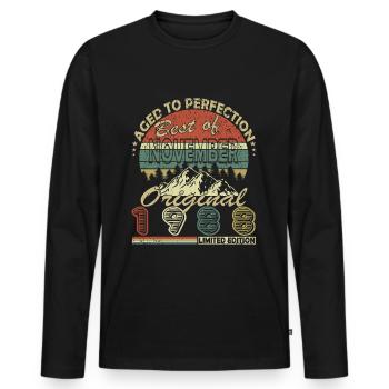 35. Geburtstag Jahrgang november 1988 Original 198 - Männer Premium Bio Langarmshirt - Schwarz - Vorne - Nico (187cm)