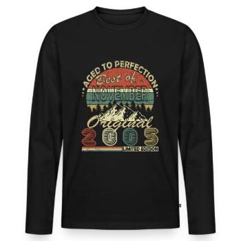 18. Geburtstag Jahrgang november 2005 Original 200 - Männer Premium Bio Langarmshirt - Schwarz - Vorne - Nico (187cm)