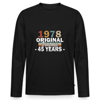 Born in 1978 - Men's Premium Organic Long Sleeve Shirt - black - Front - Nico (187cm)