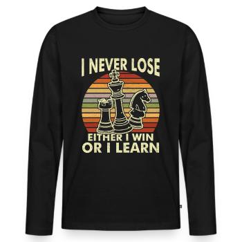 Chess Checkmate Funny Board Game Gift - Men's Premium Organic Long Sleeve Shirt - black - Front - Nico (187cm)