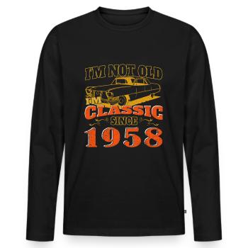 Vintage 1958 Vintage cadeau d’anniversaire - T-shirt manches longues Premium bio Homme - noir - Devant - Nico (187cm)