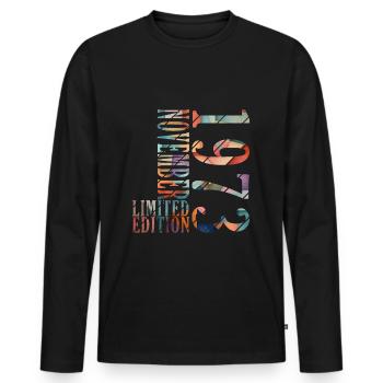 Novembre 1973 Vintage anniversaire Vintage cadeau - T-shirt manches longues Premium bio Homme - noir - Devant - Nico (187cm)