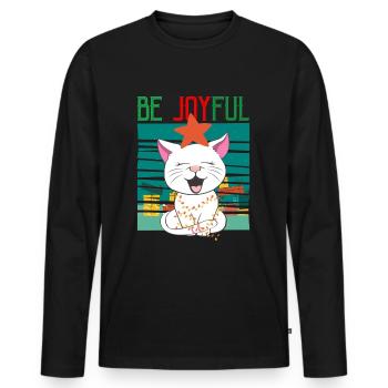 Meowy Christmas Katze Weihnachten Ugly Christmas - Männer Premium Bio Langarmshirt - Schwarz - Vorne - Nico (187cm)