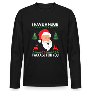 Joyeux Père Noël Ho Ho Ho - T-shirt manches longues Premium bio Homme - noir - Devant - Nico (187cm)