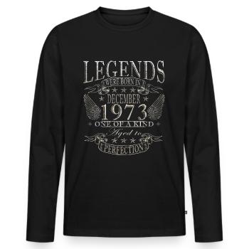 December 1973 Vintage Vintage Birthday Gift - Men's Premium Organic Long Sleeve Shirt - black - Front - Nico (187cm)