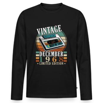 55e anniversaire 55 ans Décembre 1968 - T-shirt manches longues Premium bio Homme - noir - Devant - Nico (187cm)
