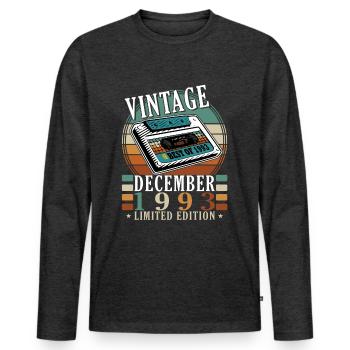 30e anniversaire 30 ans Décembre 1993 - T-shirt manches longues Premium bio Homme - anthracite chiné - Devant - Nico (187cm)
