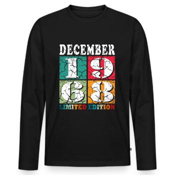 Décembre 1968 Anniversaire Décembre 1968 Décembre - T-shirt manches longues Premium bio Homme - noir - Devant - Nico (187cm)