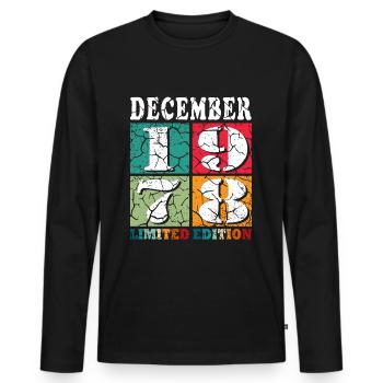 Décembre 1978 Anniversaire Décembre 1978 Décembre - T-shirt manches longues Premium bio Homme - noir - Devant - Nico (187cm)