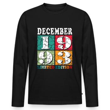 Décembre 1993 Anniversaire Décembre 1993 Décembre - T-shirt manches longues Premium bio Homme - noir - Devant - Nico (187cm)