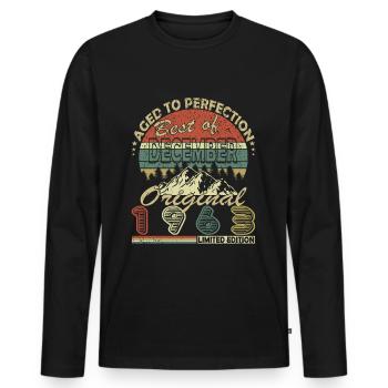 60. Geburtstag Jahrgang Dezember 1963 Original 196 - Männer Premium Bio Langarmshirt - Schwarz - Vorne - Nico (187cm)