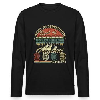 18. Geburtstag Jahrgang Dezember 2005 Original 200 - Männer Premium Bio Langarmshirt - Schwarz - Vorne - Nico (187cm)