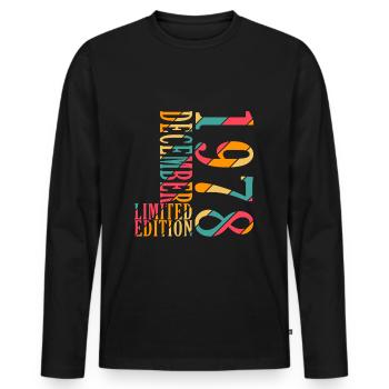 Décembre 1978 Anniversaire Décembre 1978 Décembre - T-shirt manches longues Premium bio Homme - noir - Devant - Nico (187cm)
