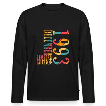 Décembre 1993 Anniversaire Décembre 1993 Décembre - T-shirt manches longues Premium bio Homme - noir - Devant - Nico (187cm)