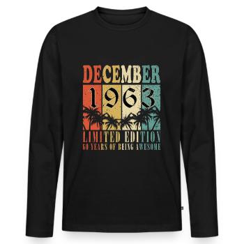 60. Geburtstag Jahrgang Dezember 1963 Original 196 - Männer Premium Bio Langarmshirt - Schwarz - Vorne - Nico (187cm)
