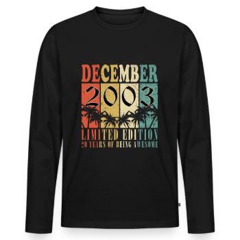 20. Geburtstag Jahrgang Dezember 2003 Original 200 - Männer Premium Bio Langarmshirt - Schwarz - Vorne - Nico (187cm)